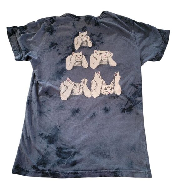 Ripndip Tie-Dye Cat Graphic T-Shirt S Blue Cotton - Picture 2 of 6